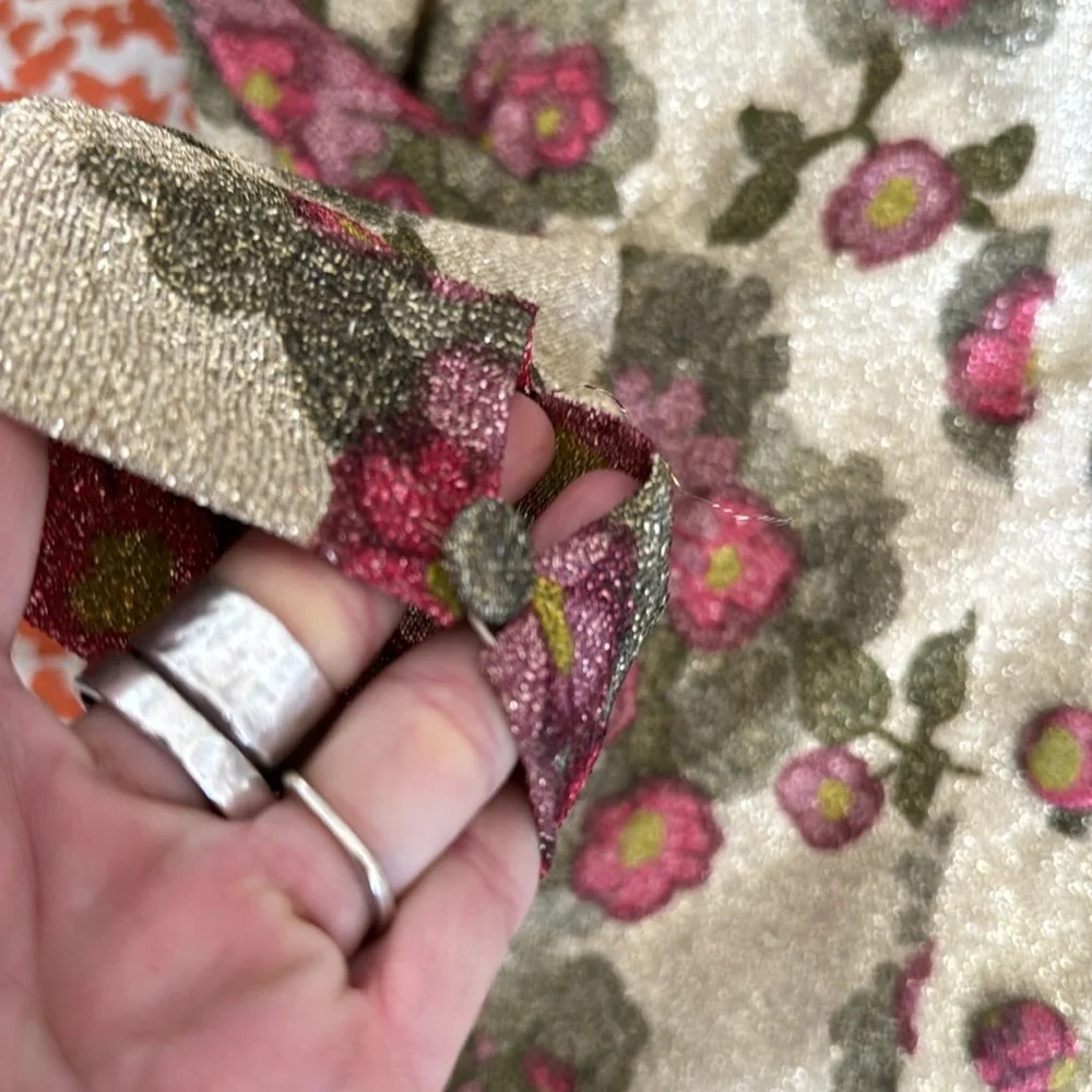 Custom handmade gold floral roses sparkle dress one of a kind small -medium fit - Picture 12 of 17